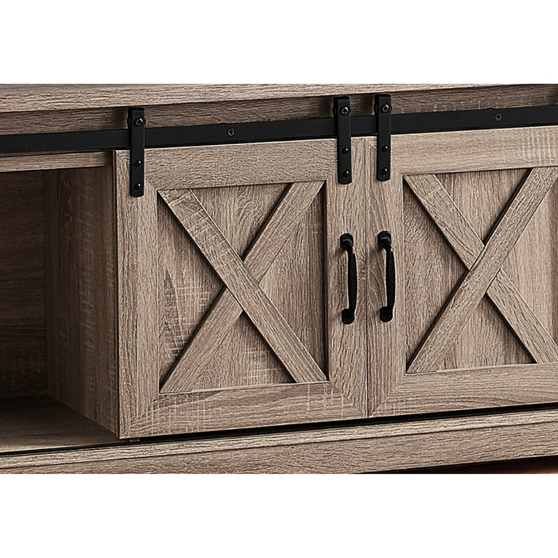 Meuble télé 60 po, taupe foncé, meuble multimédia avec tablettes à compartiments