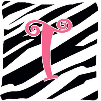 Monogramme initiale Zebra Stripe jet intérieur/extérieur oreiller