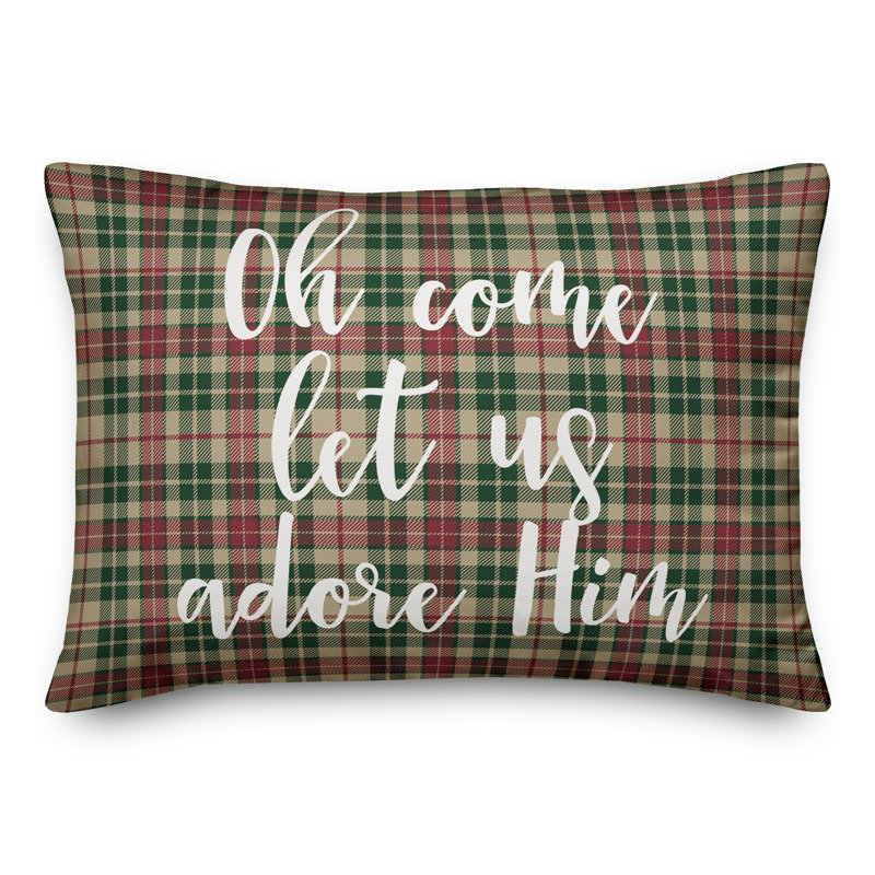  Coussin lombaire à carreaux Oh Come Let Adore him in Tartan