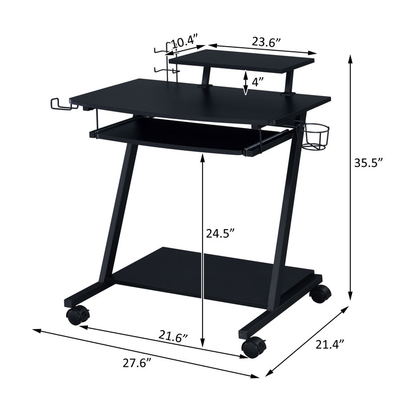 Mechtild Metal Base Gaming Desk in Black