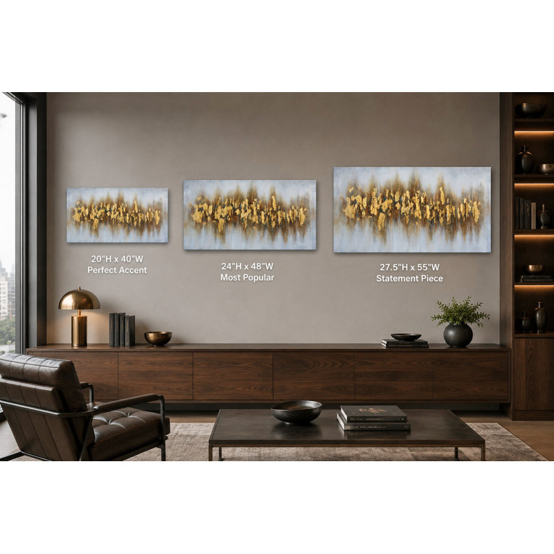 Beaming Yellow Flakes - peinture sur toile tendue, H 20 po x l 40 po x P 1,5 po