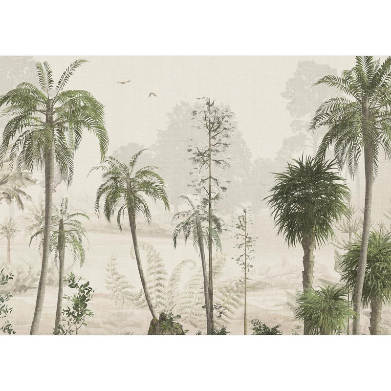 Palmier sur fond clair, scène tropicale, L 120 po x l 168 po