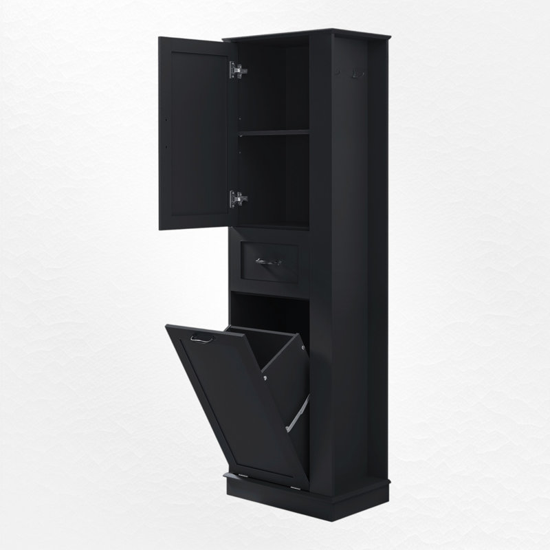 Freestanding Linen Cabinet, Black