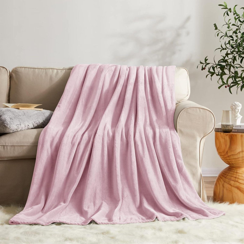 Jeté en polaire pour lit simple léger en microfibre 60 x 80 pouces, Rose
