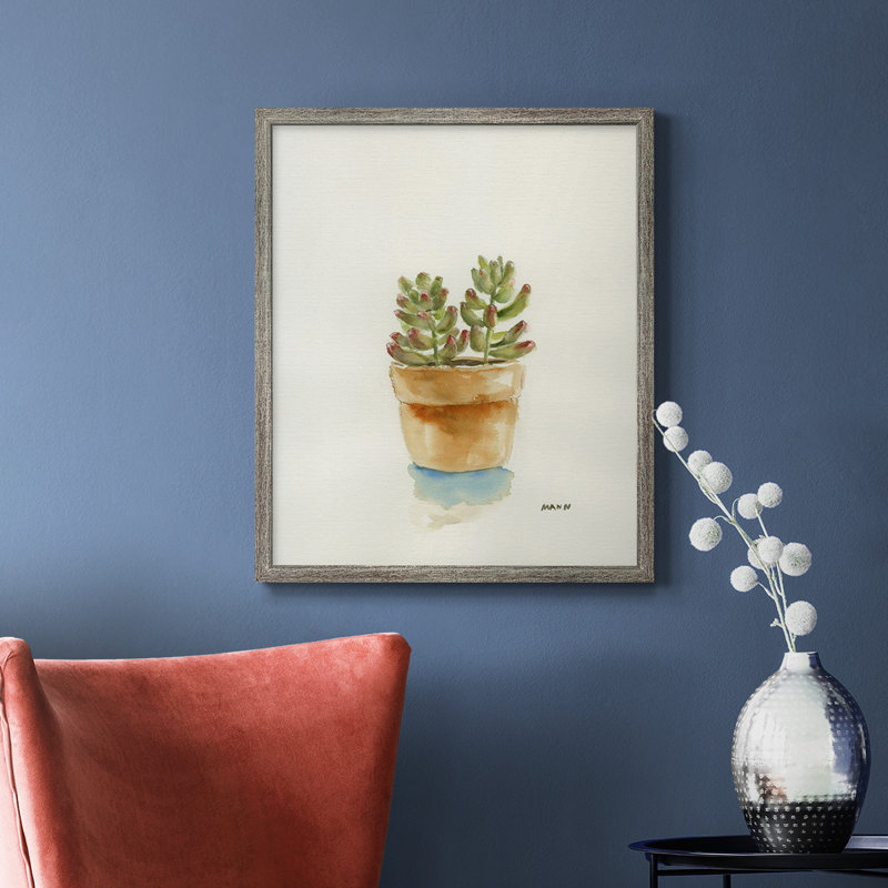 Toile encadrée Succulent III de qualité supérieure - prête à être accrochée, H 24 po x l 20 po, Argent patiné