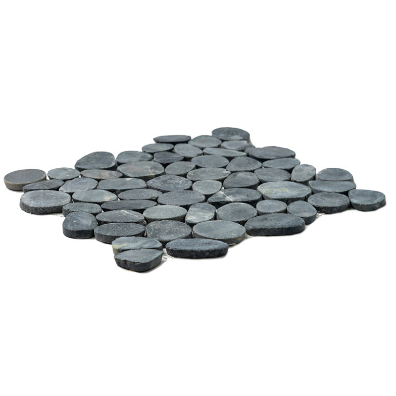 Streambed 1" x 1" Natural Stone Mosaic Floor & Wall Tile, Black