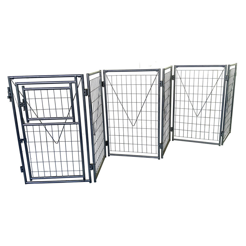 Panel Metal Yard Kennel With Door, 48" H x 48" W x 48" D