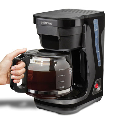  Proctor Silex FrontFill Compact 12 Cup Coffee Maker, Glass Carafe, Compatible with Smart Plugs, Black, 43680G