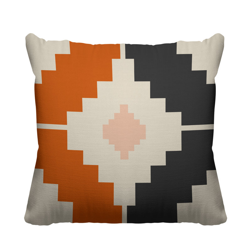 Coussin intérieur / extérieur Kele Southwestern, L 15 po x H 15 po, Orange