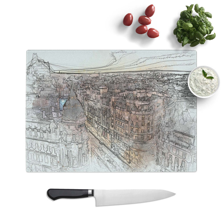 Tempered Glass Calle Gran Via in Madrid Spain Chopping Board