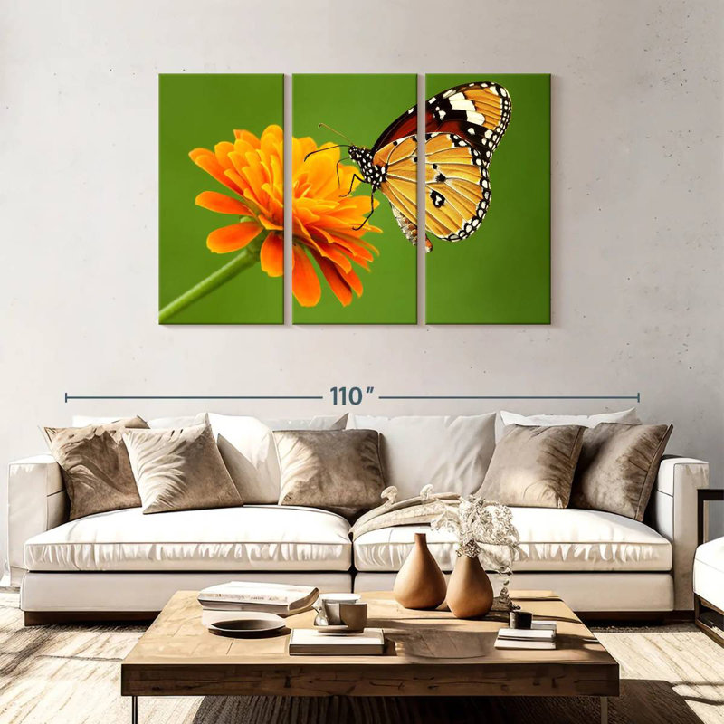 Brampt Butterfly With Flower, 48" H x 74" W