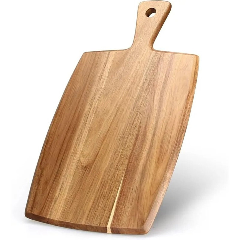 Planche à découper en bois d'acacia avec poignée - planche de charcuterie en bois, planche à découper pour le pain, la viande, les fruits, le fromage, planche à découper en bloc de boucher, 17 po x 10 po