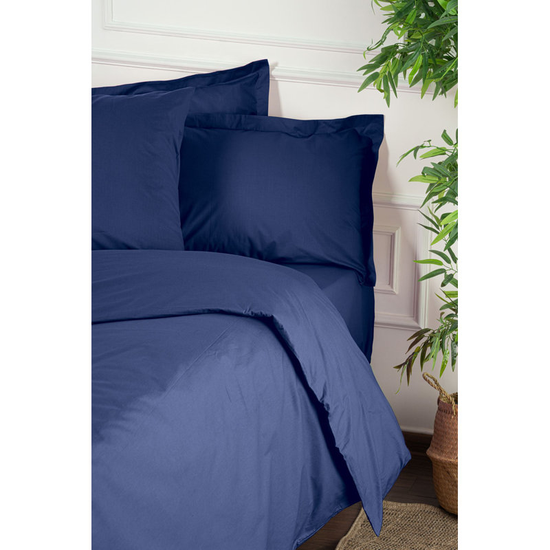 Luxurious Sax Blue Ranforce Quilt Cover Set, 1 Duvet Cover (61 x 87) & 1 Pillowcase (31 x 31) | 100% Cotton, 155 Thread Count, Machine Washable, Elegant Button Closure | Soft, Breathable Bedding for Ultimate Comfort