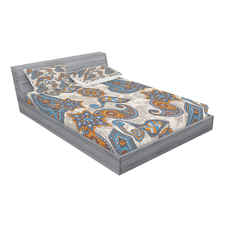 Microfiber Paisley Sheet Set, Queen Sheet Set with Fitted Sheet, Paisley