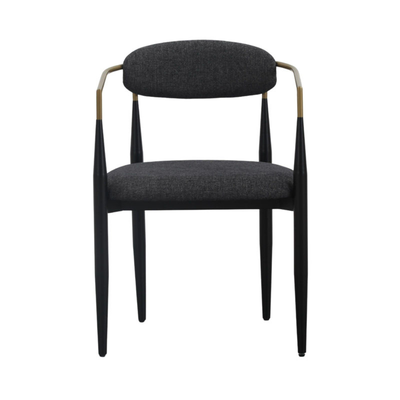 Ayliana Fabric Arm Chair Dining Chair, Dark Gray