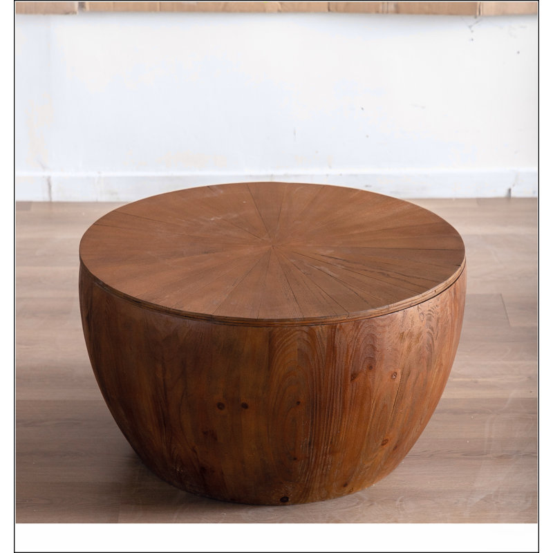 Table basse en forme de seau de style rétro pour bureau, salle à manger et salon, Brun, H 17,72 po x L 31,5 po x l 31,5 po