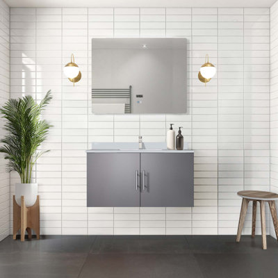 Ensemble de meuble-lavabo avec robinet et miroir DEL