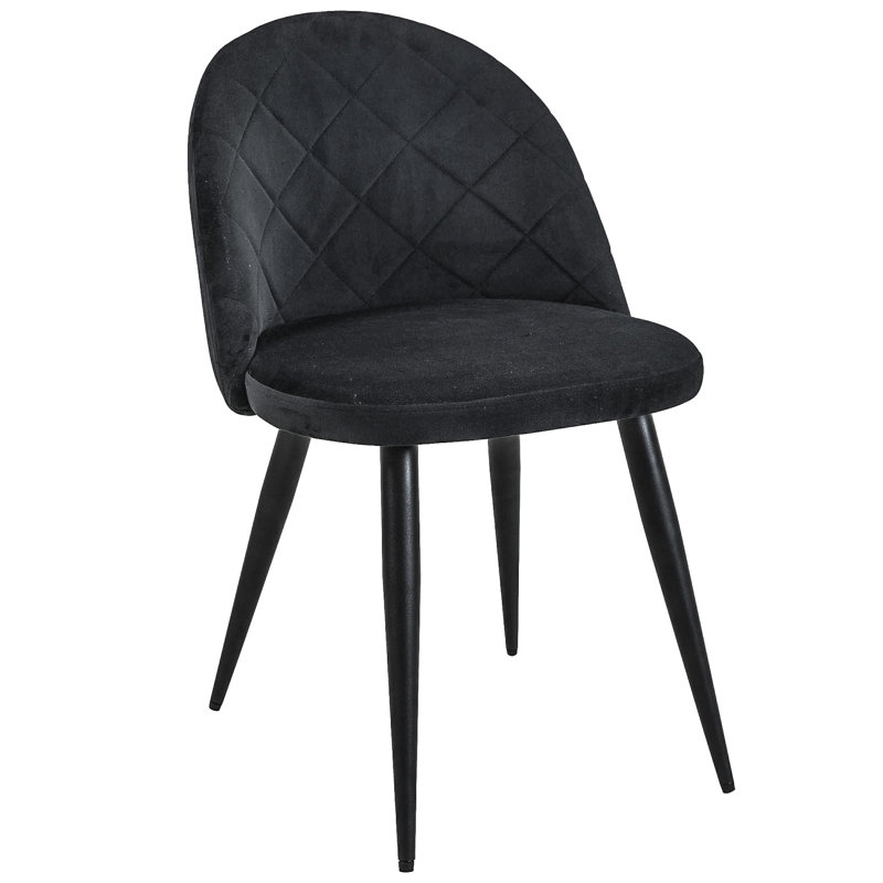 Kimballton 47cm H Tufted Velvet Upholstered Upholstered Back Side Chair in Black