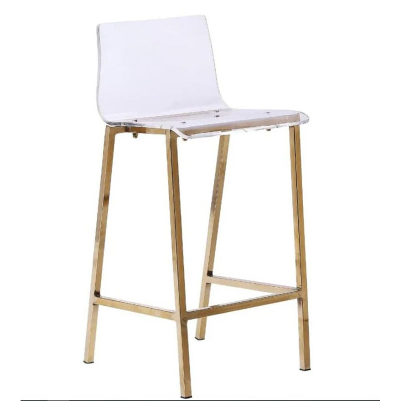 Tabouret de comptoir 26 po Alilia, Transparent / Doré