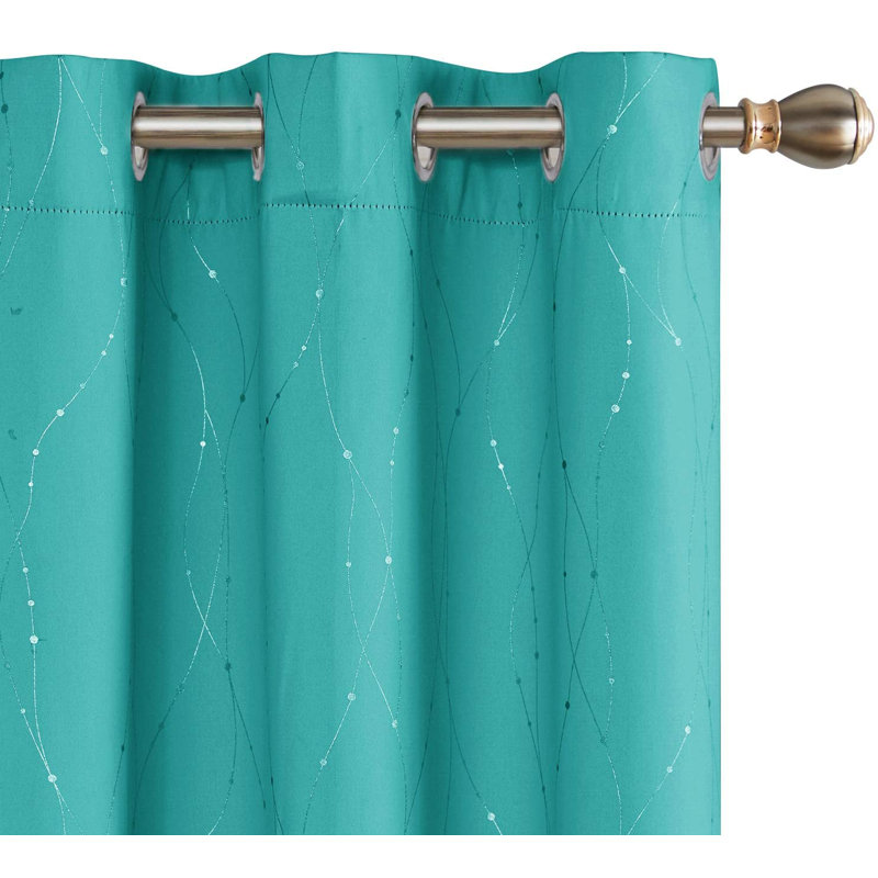 Cohmer Room Darkening Curtain Pair, 42" W x 72" L, Turquoise