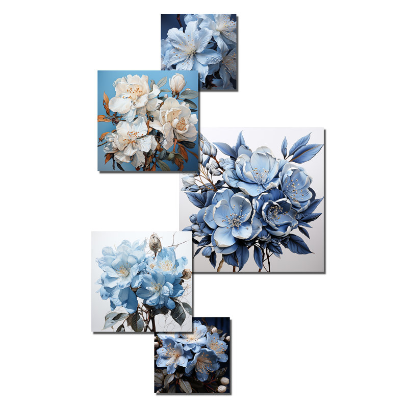 Minimalism Rhododendron Bouquet Beauties - Rhododendron Wall Art Set Of 5