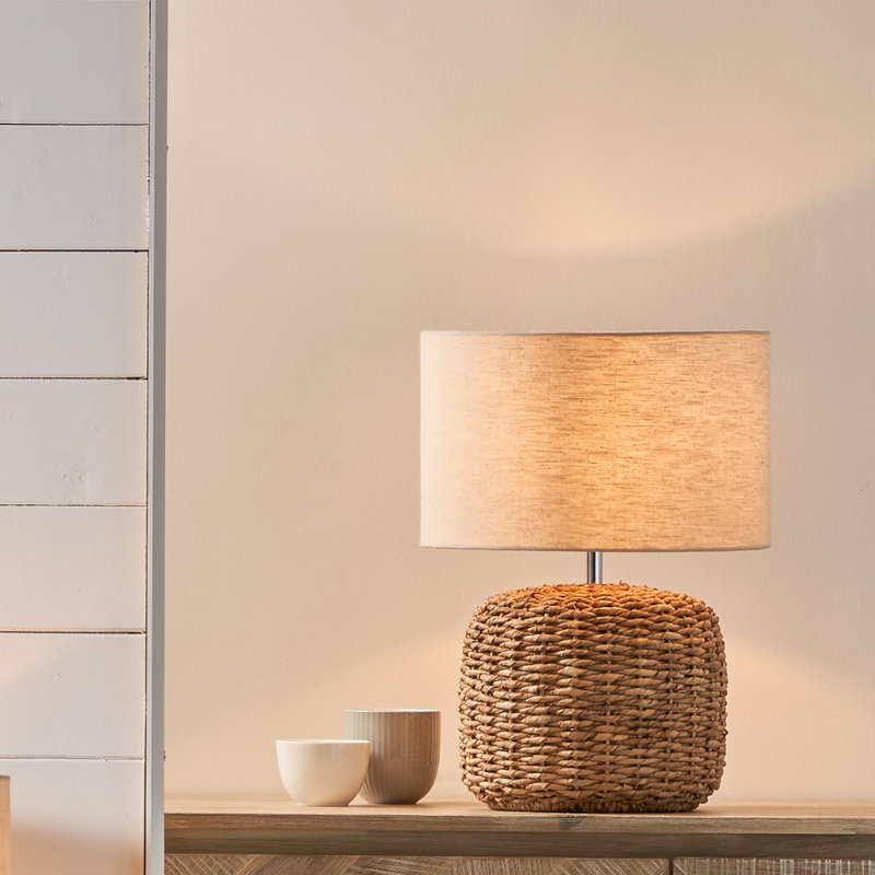 Acer Wicker/Rattan Table Lamp, 45cm H x 32cm W x 32cm D