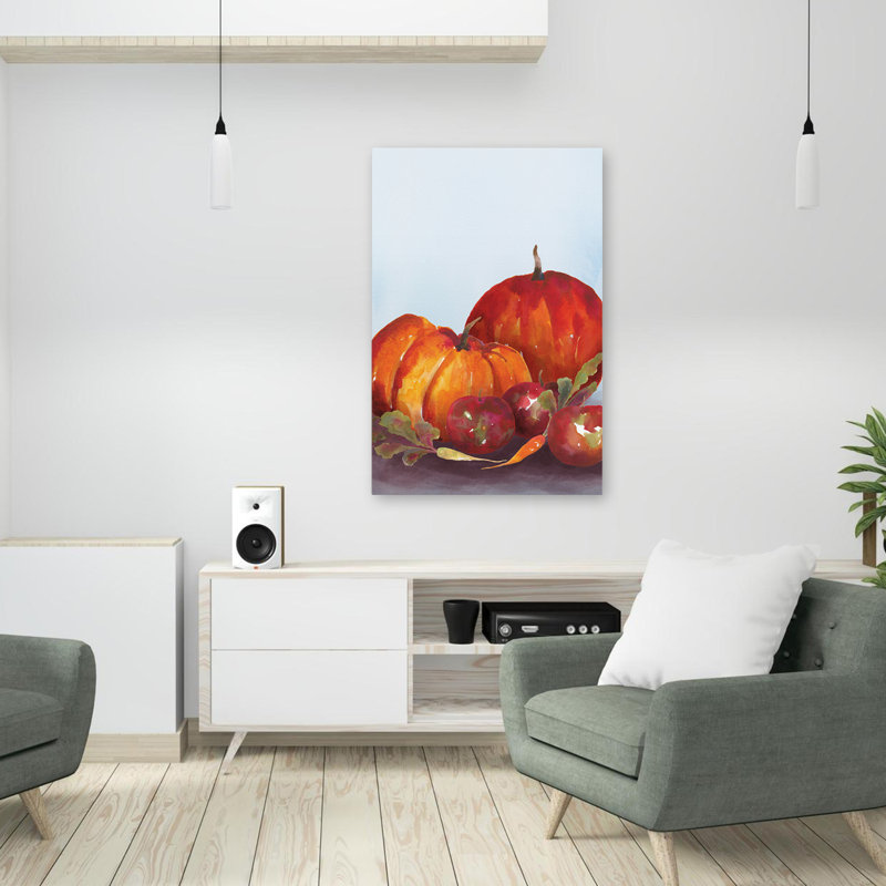 Watercolor Harvest III - Apple Autumn Carottes Fall Art, H 36 po x l 24 po