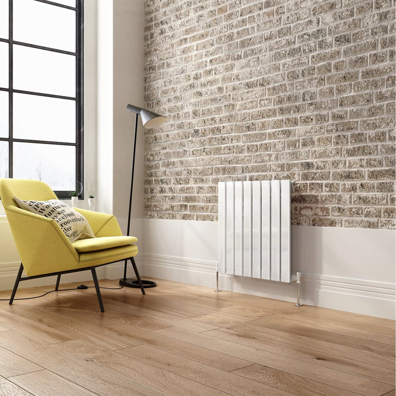 iBathUK Belgravia Horizontal Single Slim Flat Panel Radiator, White, 60cm H x 60.8cm W x 5.2cm D