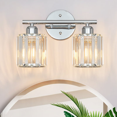 Luminaire de salle de bain moderne à 2 lumières en cristal Kyneisha