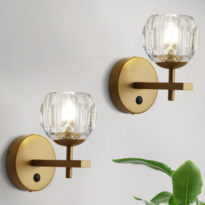 Modern Crystal Wall Sconces With K9 Crystal Shades, Luxury Vanity Wall Light Fixtures For Living Room, Bathroom, Hallway, Bedroom, And Mirror Sides