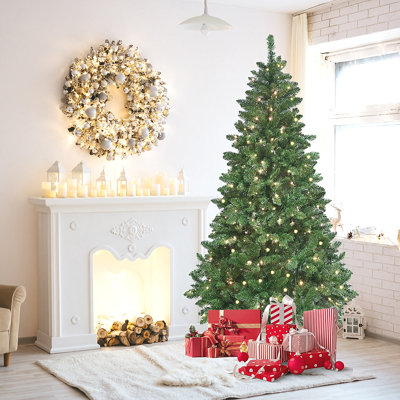 Arbre de Noël vert avec 620 lumières DEL RVB contrôlées par le Wi-Fi, 1721 pointes en PVC, 38 fonctions d'éclairage, synchro musicale, structure à charnières et support en métal