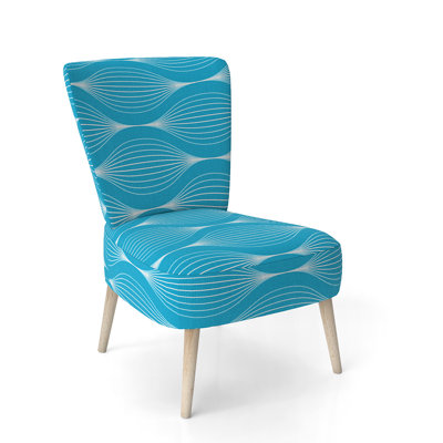 Motif de vagues bleu clair - Chaise d'appoint rembourrée Mid-Century