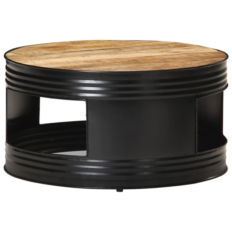 Javed Frame Single Coffee Table with Storage, Rustic Brown, Black