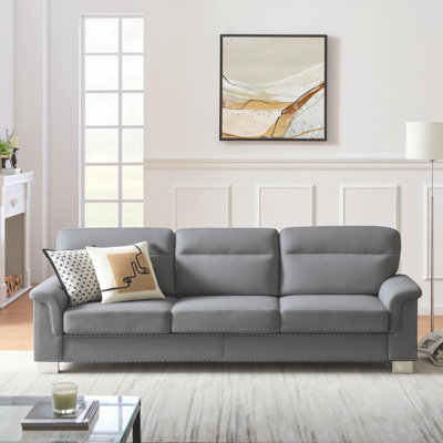 82" Modern Compressed Snowfleece Fabric 3-Seater Sofa