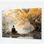 Bouddha gris et jaune, sentier illuminé II - art mural acrylique sur verre bouddhisme-101526447