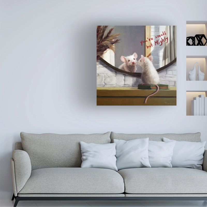 «Mighty Mouse» par Lucia Heffernan - peinture sur toile tendue, H 18 po x l 18 po x P 2 po