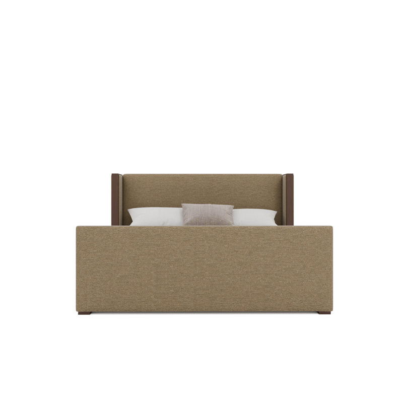 Irenne Luxe Footboard Low Upholstered Bed, Linen Mink, King