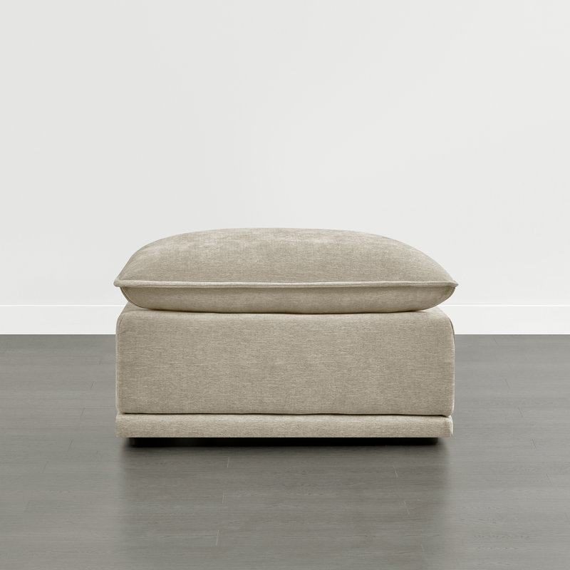 Elysian Cloud Linen-Like Upholstered Ottoman, Taupe