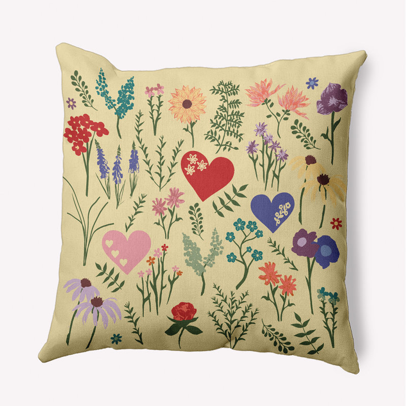 Coussin décoratif Valentine Garden, 16 po x 16 po, Jaune clair