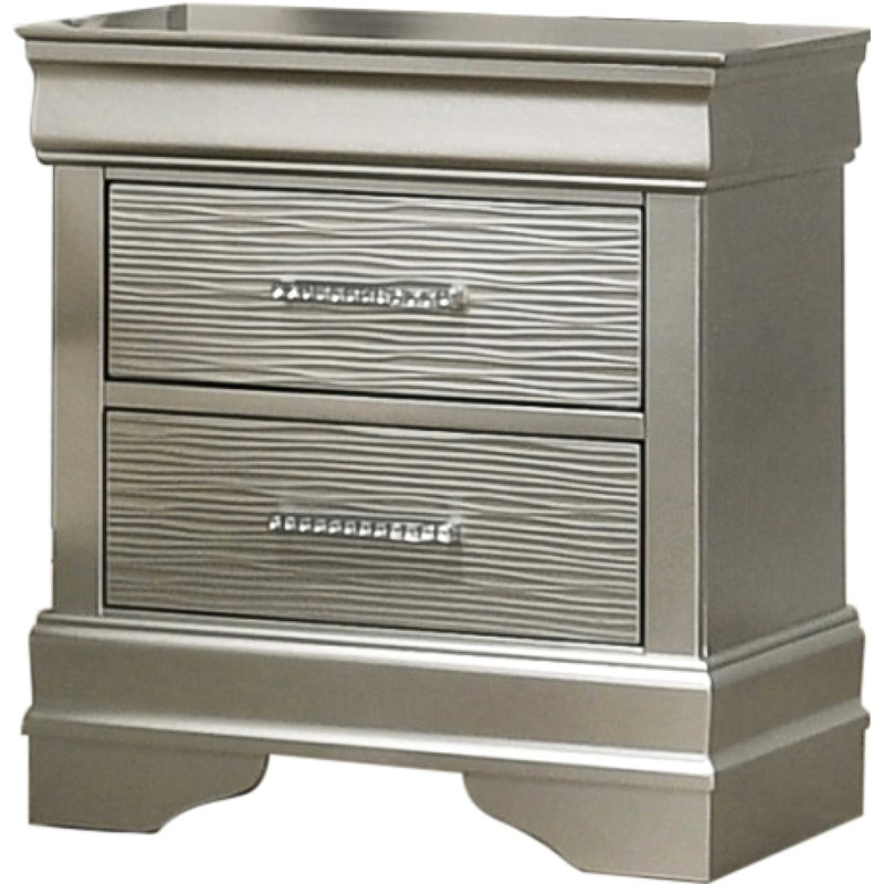 Table de chevet moderne 2 en argent - Une élégante armoire de chambre avec unité de chevet en bois ajoute du style à