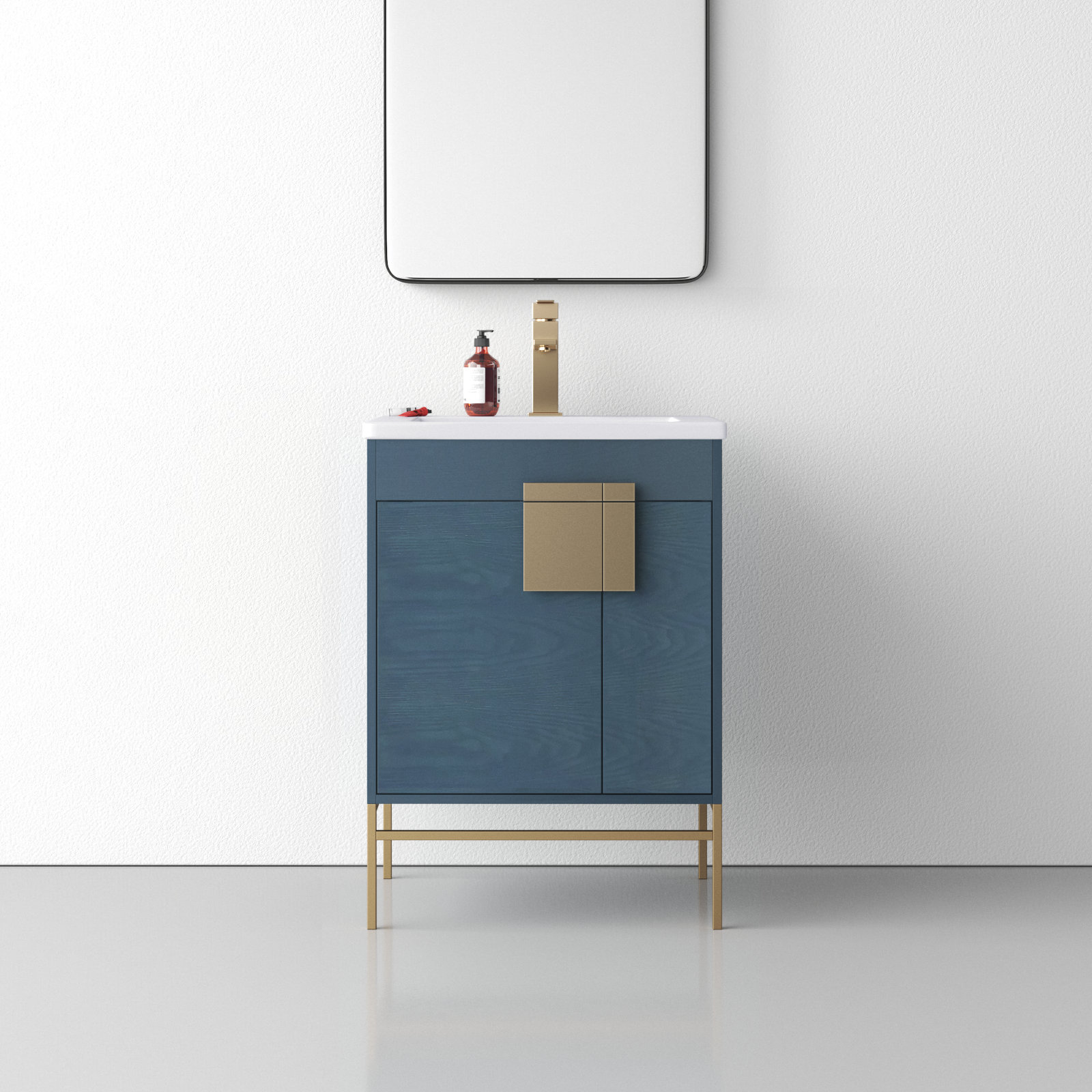 Maisie 24'' Single Bathroom Vanity, Satin Brass, French Blue