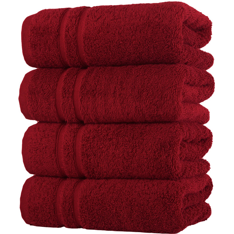 Varley - Essuie-mains 100% coton turc de qualité supérieure pour la salle de bain, Rouge, Hand Towels - 4 Pack