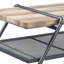 Table basse élégante avec détails en chêne et gris sable - Structure en métal, bois composite pour la maison moderne rustique dans la surface du salon