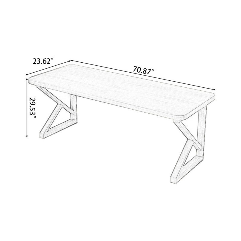 Bureaux rectangulaires en bois massif Burlywood, H 29,53 po x l 70,87 po x P 23,62 po