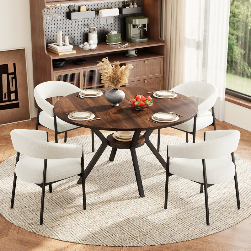 Ensemble de table de salle à manger moderne avec chaises rembourrées en chenille