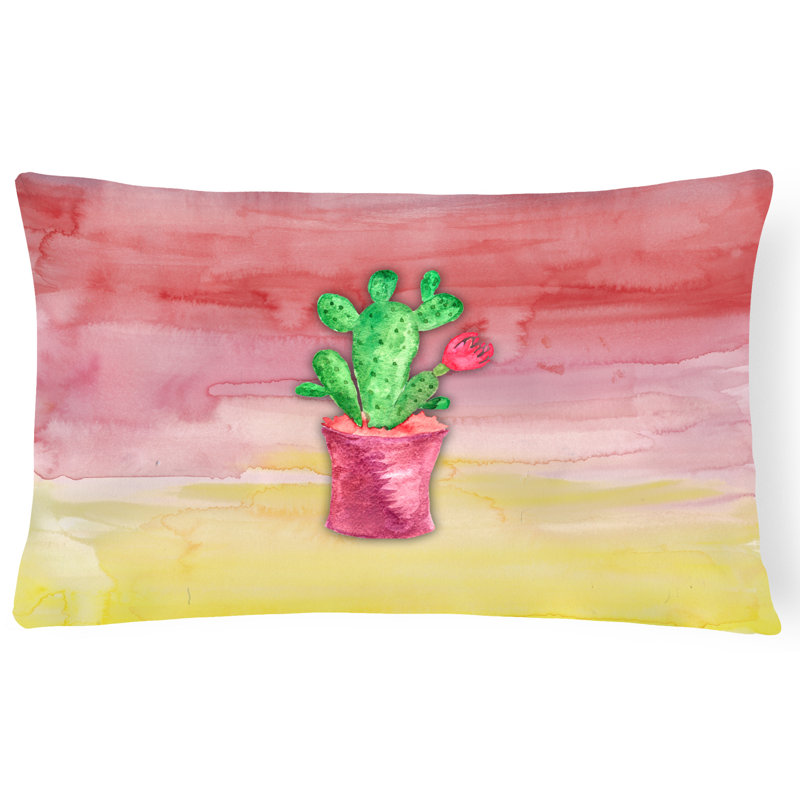 Coussin lombaire en aquarelle de cactus floral