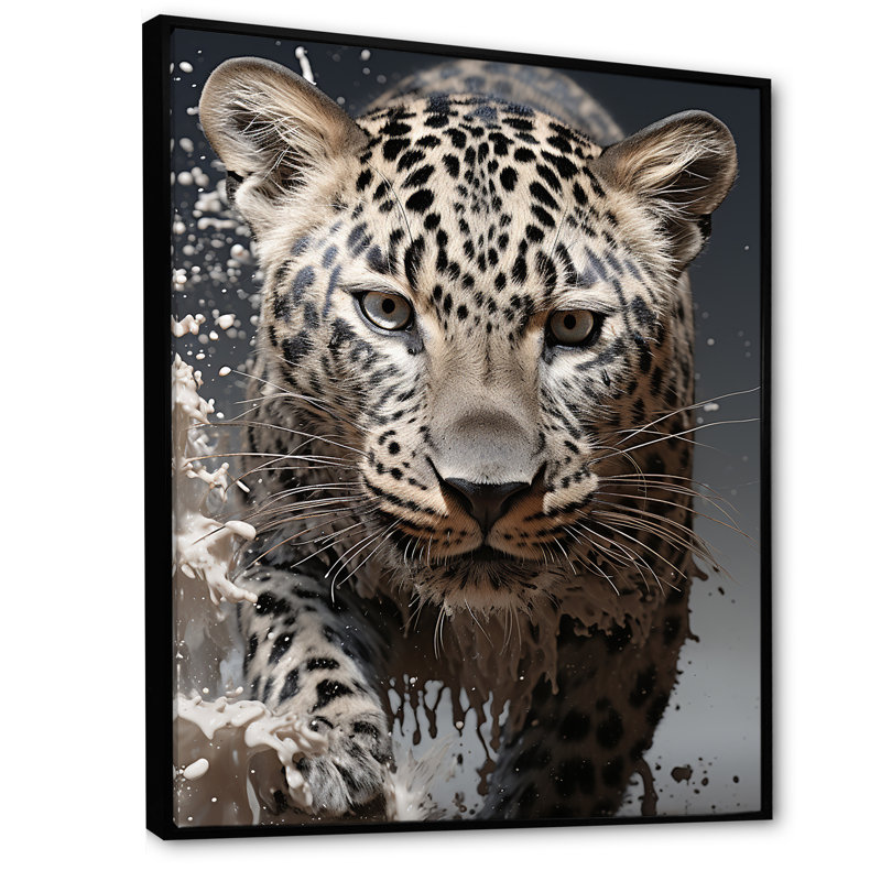 Leopard Mysterious Hunter, reproduction d'art sur toile, H 40 po x l 30 po x P 1,5 po, Cadre flottant noir