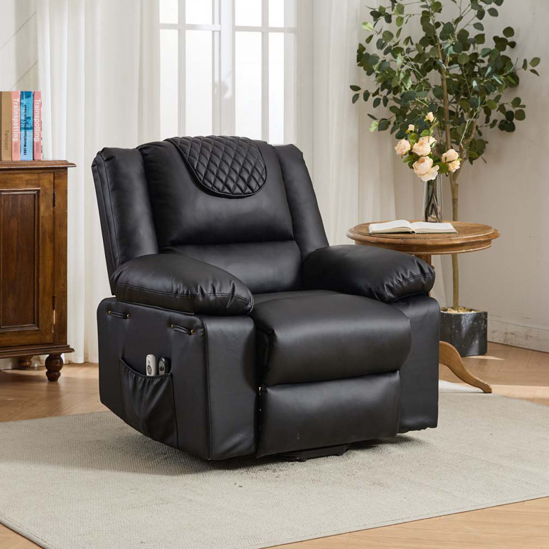 Fauteuil inclinable à télécommande chauffant et chauffant, Noir