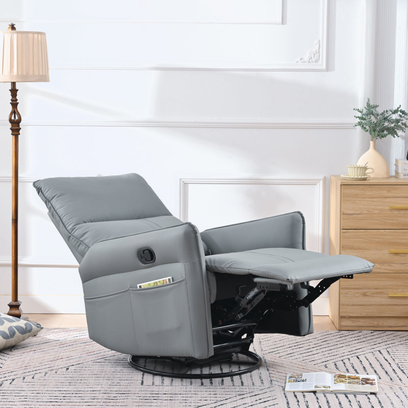 Fauteuil inclinable et pivotant en similicuir Idal, Similicuir gris