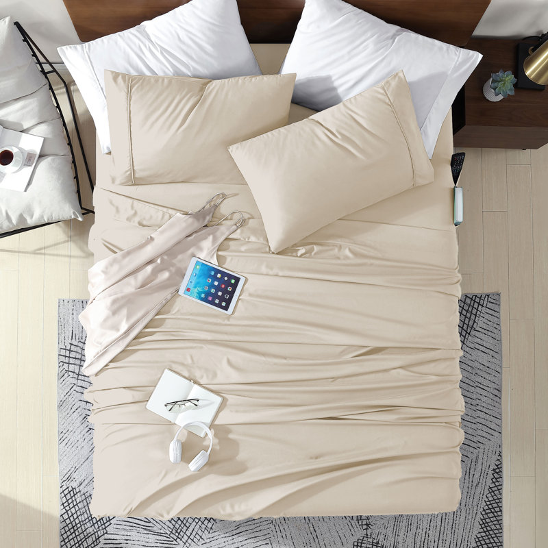 Ensemble de draps 4 pièces Swift Home Smart, Crème, Ensemble de draps pour très grand lit
